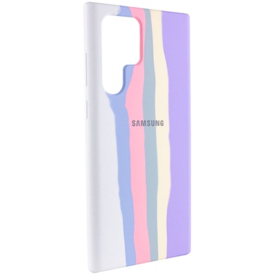 Чехол Silicone Cover Full Rainbow для Samsung Galaxy S22 Ultra Белый / Сиреневый