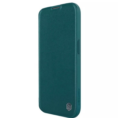 Кожаный чехол (книжка) Nillkin Qin Pro Plain Camshield для Apple iPhone 15 Plus (6.7") Зеленый