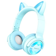 Bluetooth навушники BOROFONE BO15 Cat ear, Блакитний