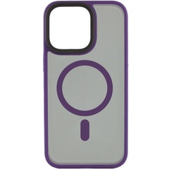 TPU+PC чохол Metal Buttons with MagSafe для Apple iPhone 15 Pro Max (6.7"), Темно-фіолетовий