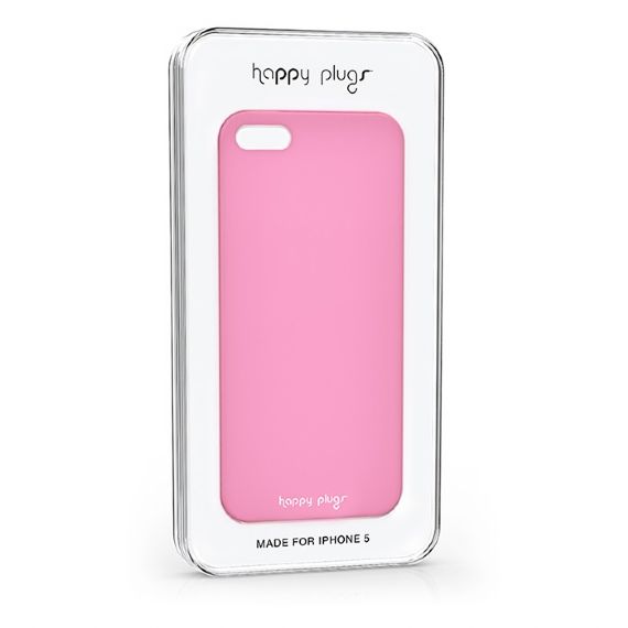 Ультратонкая пластиковая накладка Happy Plugs 0.4 mm для Apple iPhone 5/5S/SE (+ пленка) Розовый / C