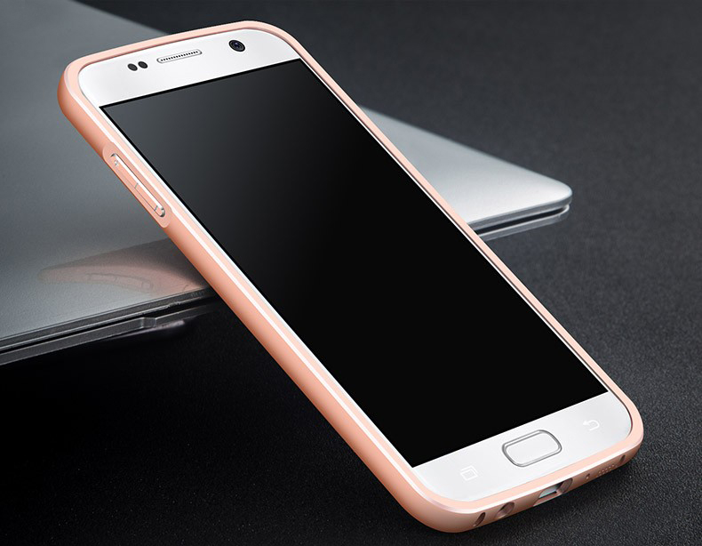 Металлический бампер с акриловой вставкой Msvii для Samsung G930F Galaxy S7 Rose Gold