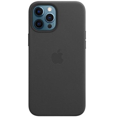 Шкіряний чохол Leather Case (AAA) with MagSafe and Animation для Apple iPhone 12 Pro / 12 (6.1"), Black