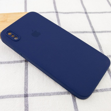 Чохол Silicone Case Square Full Camera Protective (AA) для Apple iPhone XS / X (5.8"), Темно-синій / Midnight blue