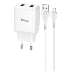 СЗУ HOCO N7 (2USB/2,1A) + USB - Lightning Белый