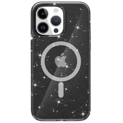 Чехол TPU Galaxy Sparkle (MagFit) для Apple iPhone 15 Pro (6.1") Black+Glitter
