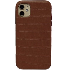 Кожаный чехол Croco Leather для Apple iPhone 11 (6.1") Brown