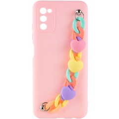 Чехол Chained Heart c подвесной цепочкой для Samsung Galaxy A25 5G Pink Sand