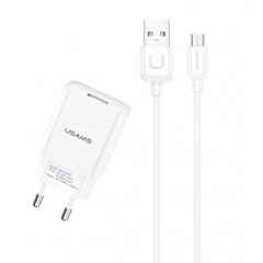 СЗУ USAMS T21 Charger kit - T18 single USB + Uturn MicroUSB cable Белый
