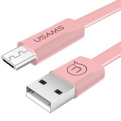 Дата кабель USAMS US-SJ201 USB to MicroUSB 2A (1.2m), Рожевий