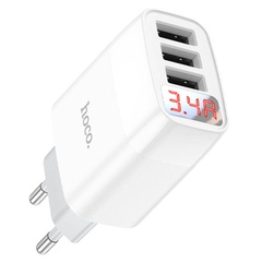 СЗУ Hoco C93A Easy charge 3-port digital display charger Белый