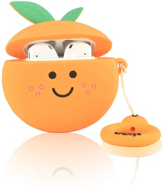 Силіконовий футляр Smile Fruits series для навушників AirPods 1/2 + кільце, orange