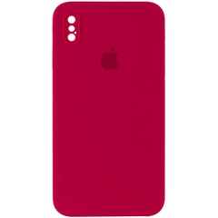 Чехол Silicone Case Square Full Camera Protective (AA) для Apple iPhone XS Max (6.5") Красный / Rose Red