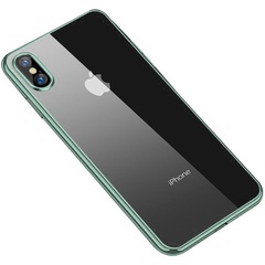 Прозрачный силиконовый чехол глянцевая окантовка Full Camera для Apple iPhone XS Max (6.5") Зеленый