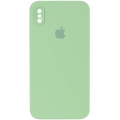 Чохол Silicone Case Square Full Camera Protective (AA) для Apple iPhone XS Max (6.5 "), М'ятний / Mint