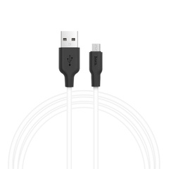 Дата кабель Hoco X21 Silicone MicroUSB Cable (1m), Черный / Белый