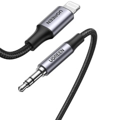 Аудіо кабель Aux UGREEN US315 3.5mm to Lightning (1m), Black