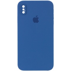 Чехол Silicone Case Square Full Camera Protective (AA) для Apple iPhone XS Max (6.5") Синий / Navy blue