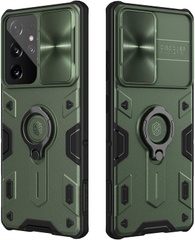 TPU+PC чохол Nillkin CamShield Armor no logo (шторка на камеру) для Samsung Galaxy S21 Ultra, Зелений