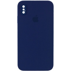 Чехол Silicone Case Square Full Camera Protective (AA) для Apple iPhone XS Max (6.5") Темно-синий / Midnight blue