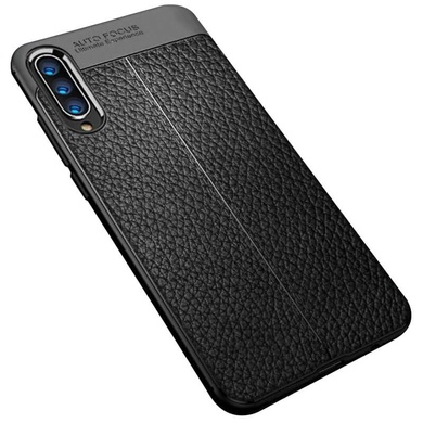 TPU чехол фактурный (с имитацией кожи) для Huawei Y8p (2020) / P Smart S Черный