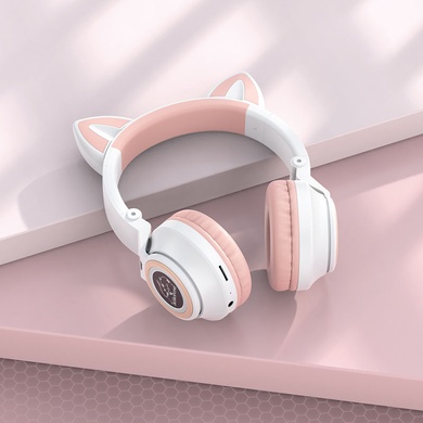Накладні бездротові навушники BOROFONE BO18 Cat ear, Білий