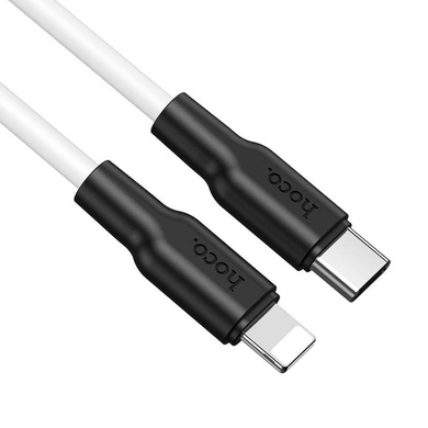 Дата кабель Hoco X21 Plus Silicone Type-C to Lightning (1m) Черный / Белый