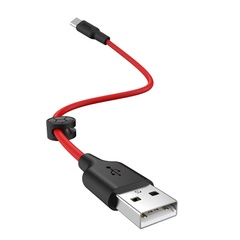 Дата кабель Hoco X21 Plus Silicone Lightning Cable (0.25m), Black / Red