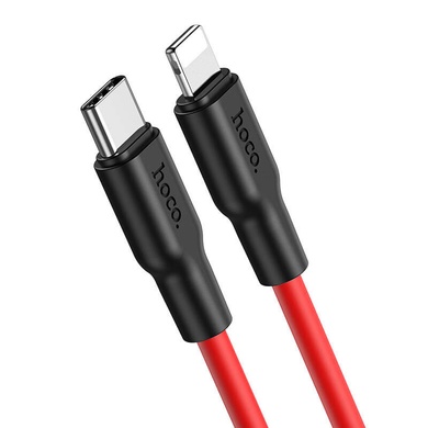 Дата кабель Hoco X21 Plus Silicone Type-C to Lightning (1m), Черный / Красный