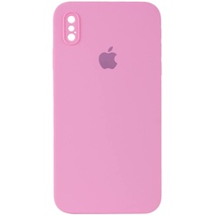 Чохол Silicone Case Square Full Camera Protective (AA) для Apple iPhone XS Max (6.5 "), Рожевий / Light pink
