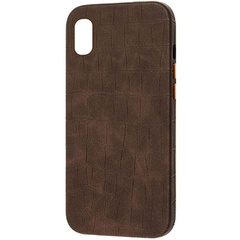 Кожаный чехол Croco Leather для Apple iPhone XS (5.8") Brown