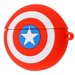 Силіконовий футляр Marvel & DC series для навушників AirPods 1/2 + кільце, Капитан Америка / Красный