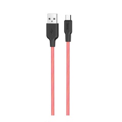 Дата кабель Hoco X21 Plus Silicone MicroUSB Cable (1m), Black / Red
