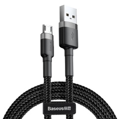 Дата кабель Baseus Cafule MicroUSB Cable 2.4A (1m) (CAMKLF-B), Серый / Черный