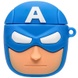 Силіконовий футляр Marvel & DC series для навушників AirPods 1/2 + карабін, Капитан Америка/Синий