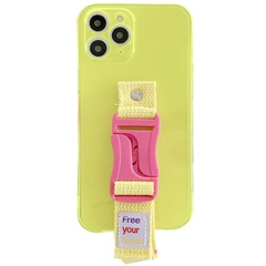 Чехол Handfree с цветным ремешком для Apple iPhone 11 Pro Max (6.5") Желтый
