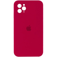 Чехол Silicone Case Square Full Camera Protective (AA) для Apple iPhone 11 Pro (5.8") Красный / Rose Red