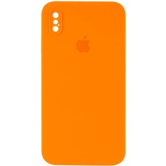 Чехол Silicone Case Square Full Camera Protective (AA) для Apple iPhone XS Max (6.5") Оранжевый / Bright Orange