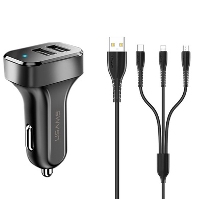 АЗУ Usams C13 2.1A Dual USB + U35 3IN1 Charging Cable (1m)