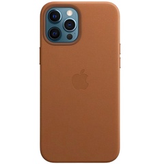 Шкіряний чохол Leather Case (AAA) with MagSafe and Animation для Apple iPhone 12 Pro / 12 (6.1"), Saddle Brown