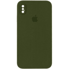 Чохол Silicone Case Square Full Camera Protective (AA) для Apple iPhone XS Max (6.5 "), Зеленый / Dark Olive