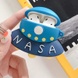 Силиконовый футляр Nasa для наушников AirPods + карабин НЛО / Синий