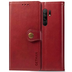 Шкіряний чохол книжка GETMAN Gallant (PU) для Xiaomi Redmi 9, Червоний