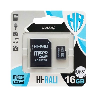 Карта памяти Hi-Rali microSDHC (UHS-1) 16 GB class 10 (с адаптером)