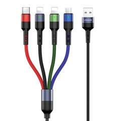 Дата кабель Usams US-SJ411 U26 4in1 USB to Combo 2A (0.35m), Чорний