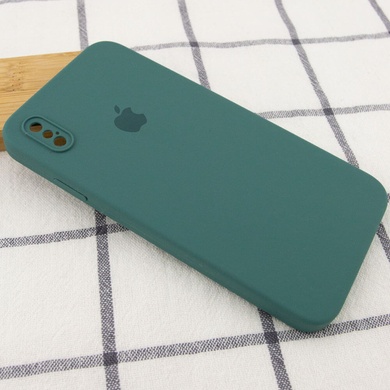 Чохол Silicone Case Square Full Camera Protective (AA) для Apple iPhone XS / X (5.8"), Зелений / Pine green