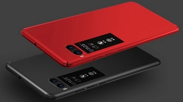 Красный и серый Meizu Pro7 с экраном сзади
